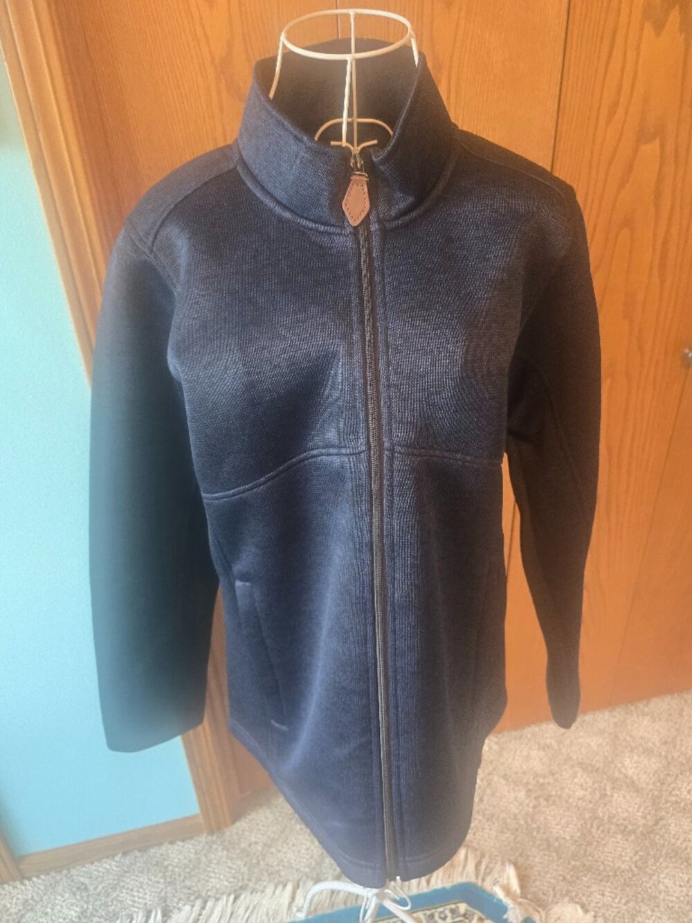 Knoss Women’s L Blue Full Zip Jacket Textured Knit New Without Tags Never Worn